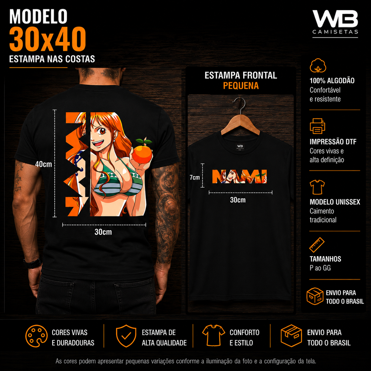 Camiseta Anime One Piece - Nami - Frente e Costas - Imagem 3